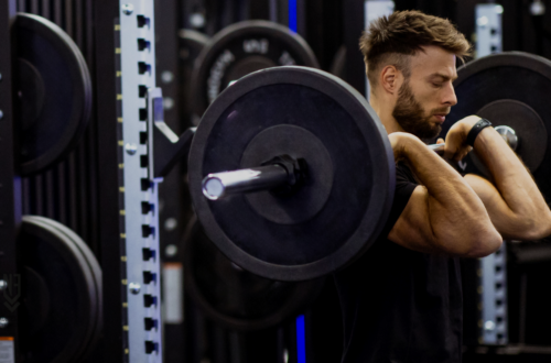 man barbell front squat