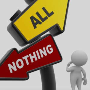 alles-of-niets-denken afvallen bord van keuze